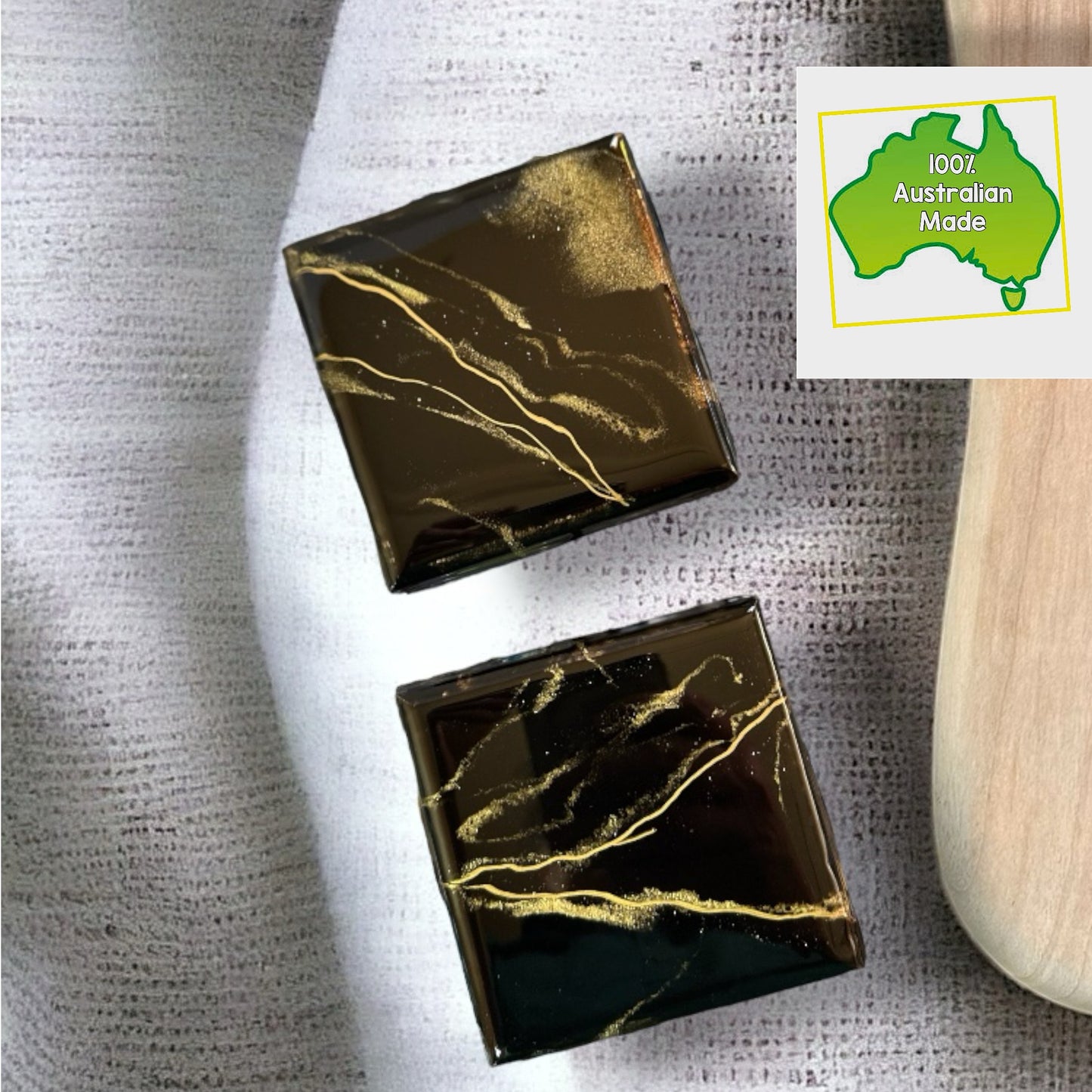 Black & Gold Personalised Board & Coaster Set