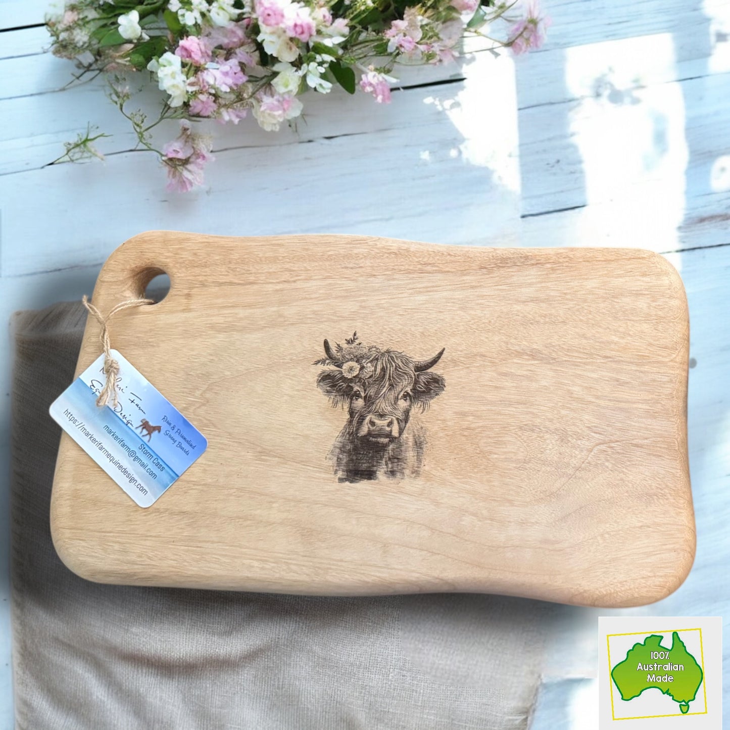 Highland Cow Engraved Board & coaster set
