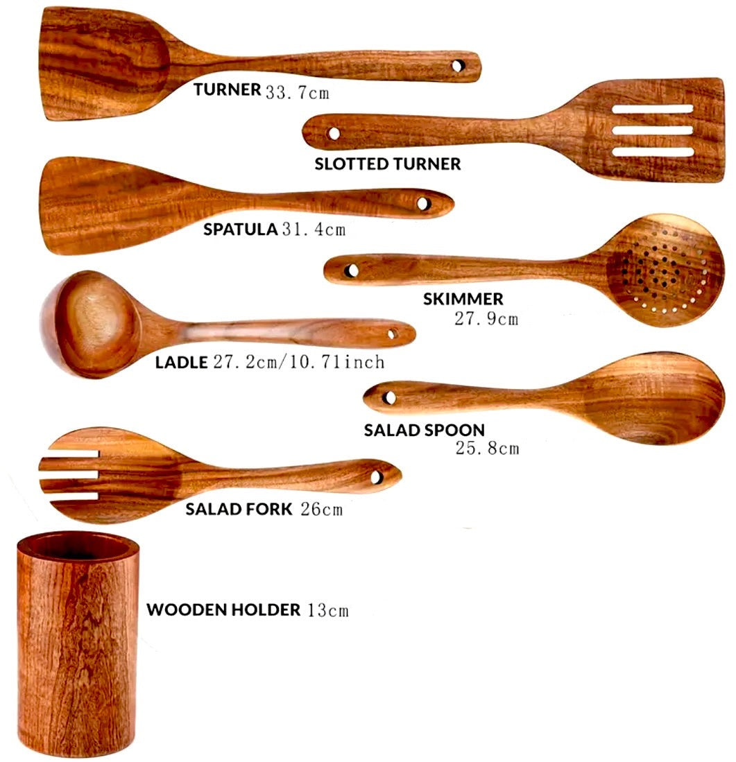 8 piece Wooden Utensils set