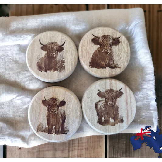 Highland Cow Coaster Sets - Round