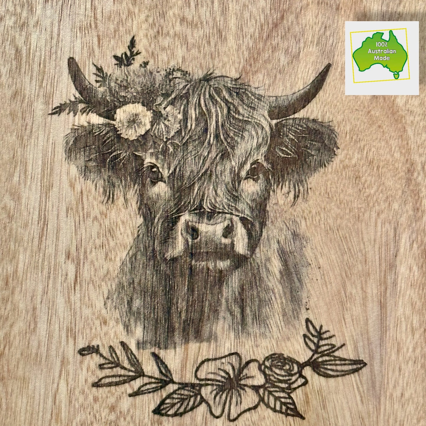 Highland Cow Engraved Board & Coaster Box Set (Various Sizes)