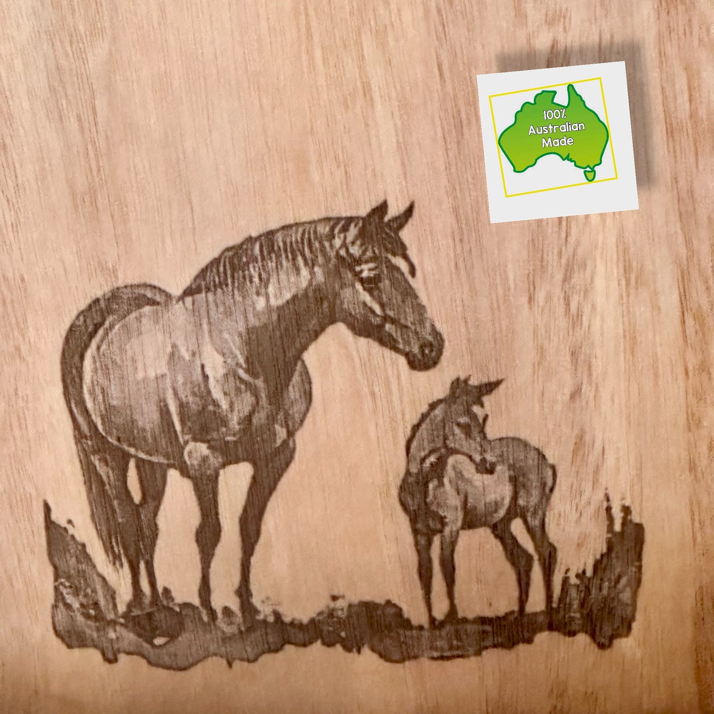 Engraved Mare & Foal Cheeseboard & Coaster Set - Various Sizes