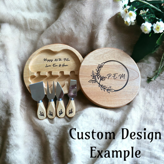 Custom Engraved Cheese Board Set