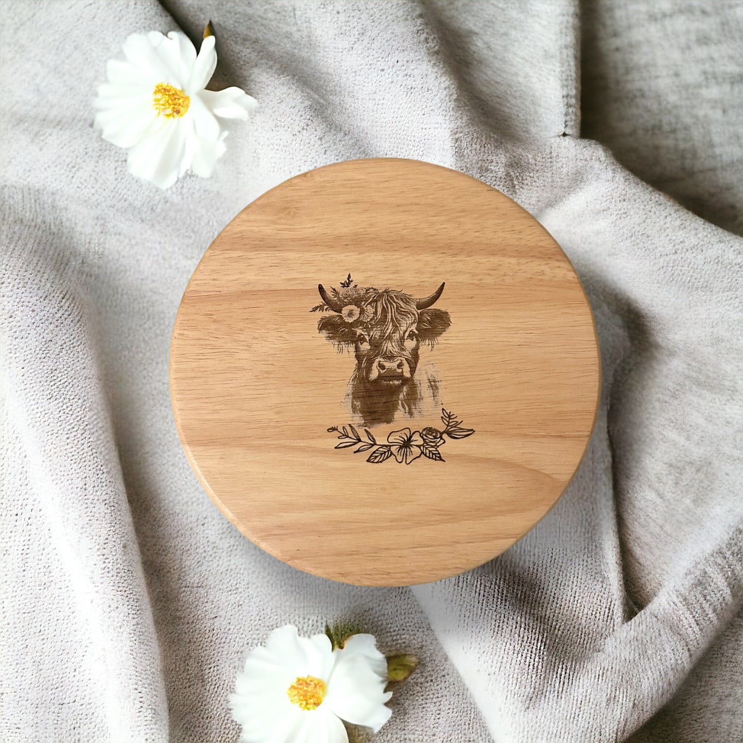 Highland Cow Engraved Cheese Board Set