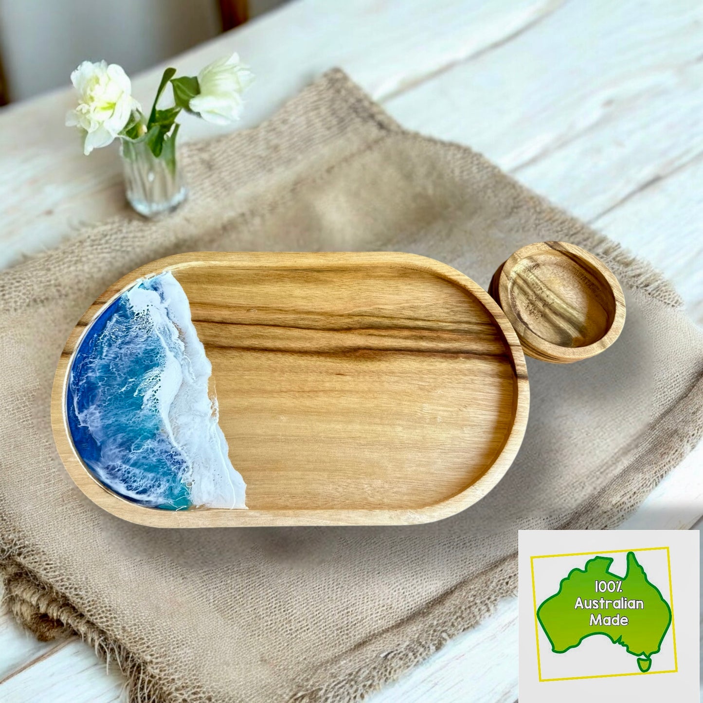 Blue Ocean Tray & Bowl Personalised Set