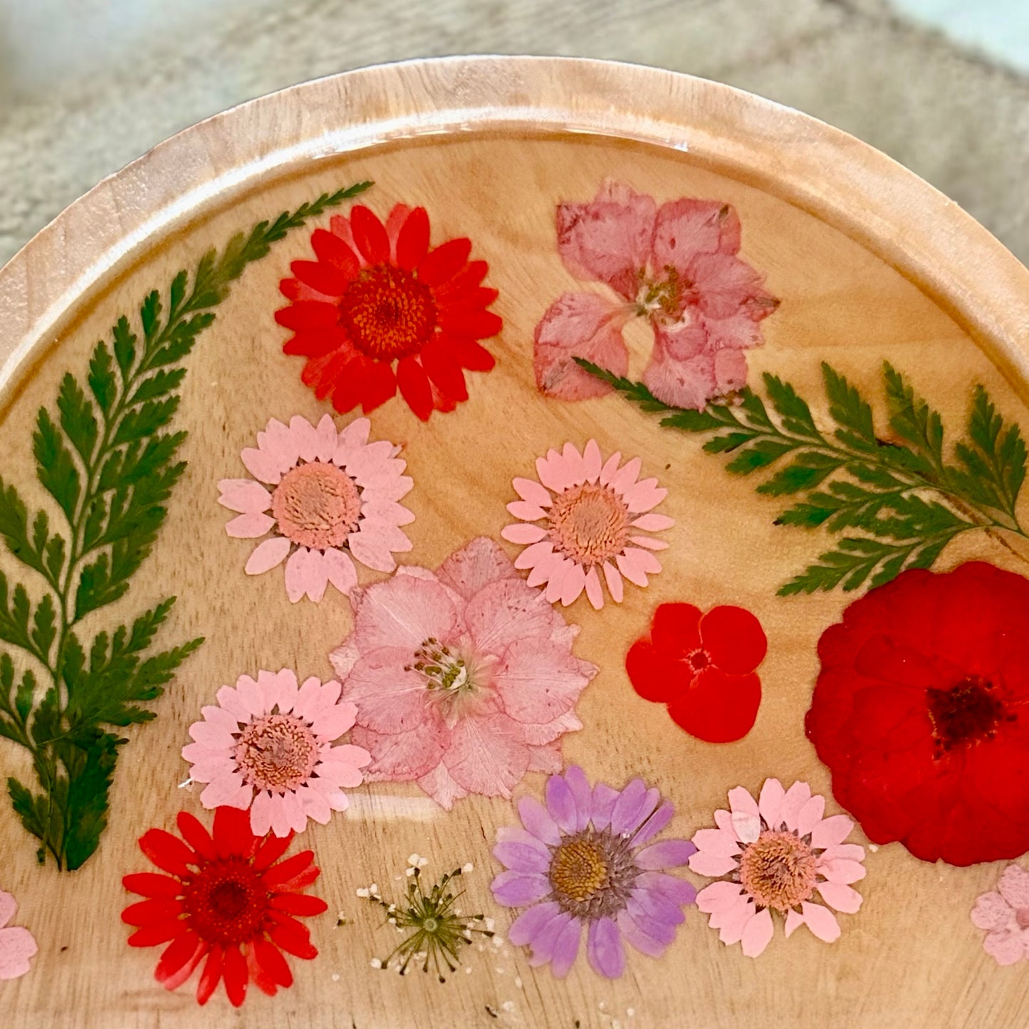 Red Flower Tray & Bowl Personalised Set