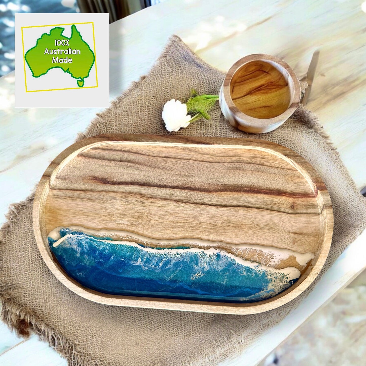 Blue Ocean Tray & Bowl Personalised Set