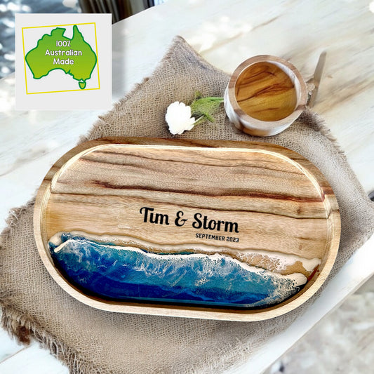 Blue Ocean Tray & Bowl Personalised Set