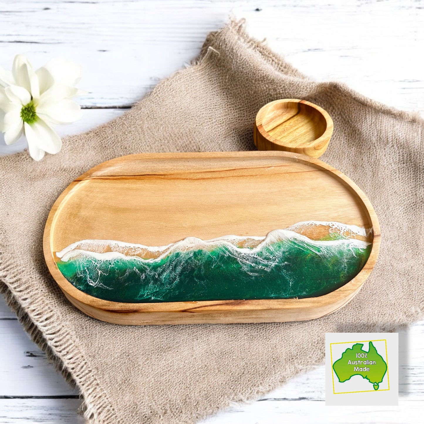 Green Ocean Tray & Bowl Personalised Set