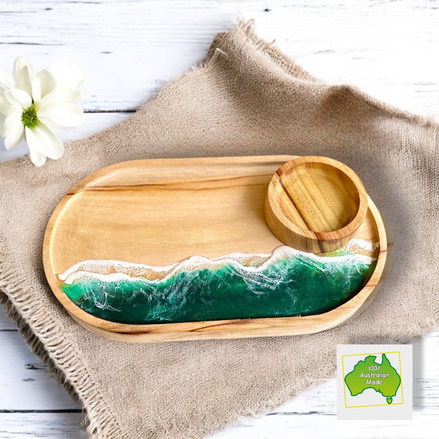 Green Ocean Tray & Bowl Personalised Set