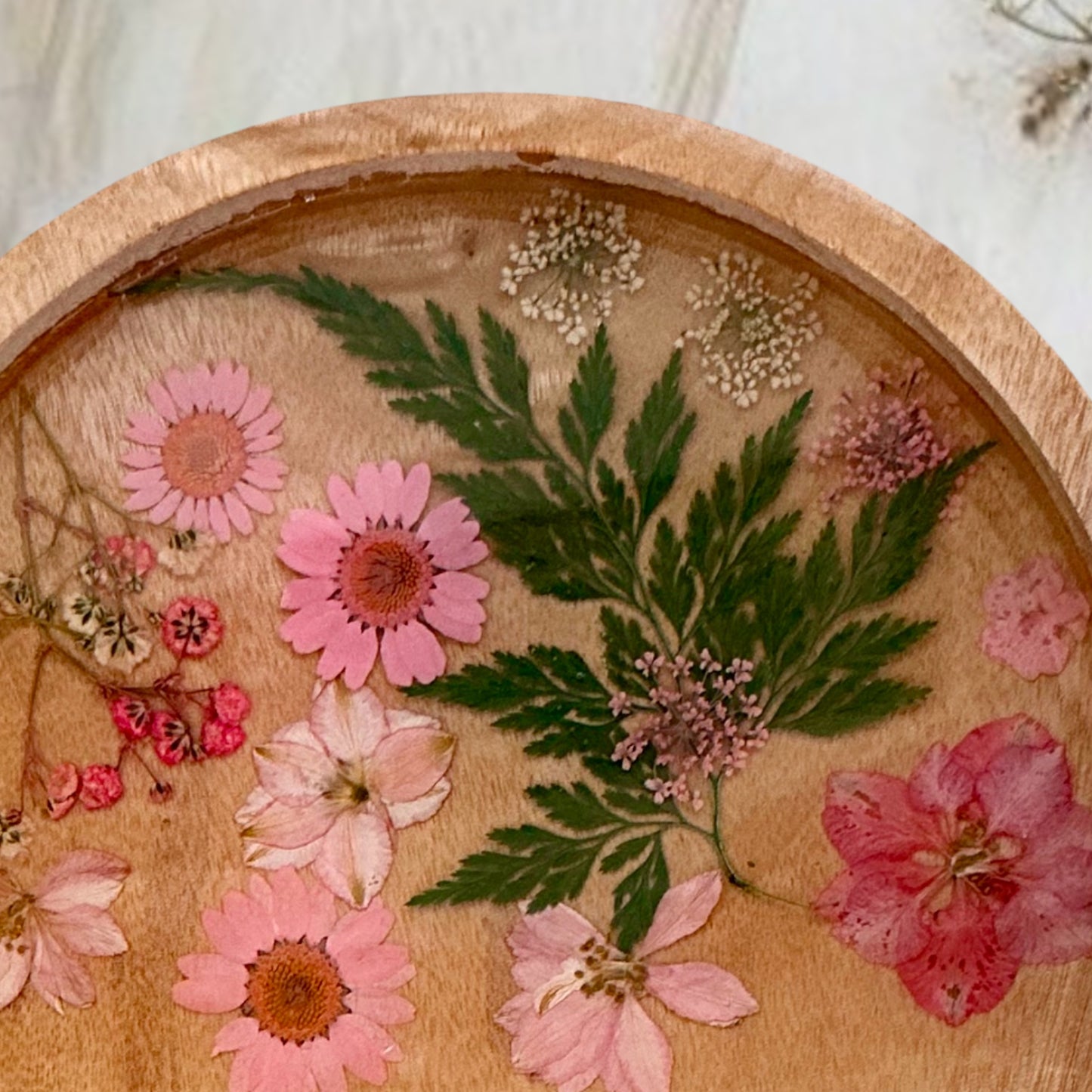 Pink Flower Tray & Bowl Personalised Set