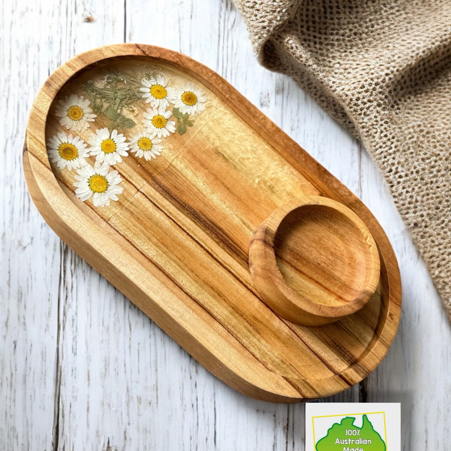 White Daisies Flower Tray & Bowl Personalised Set