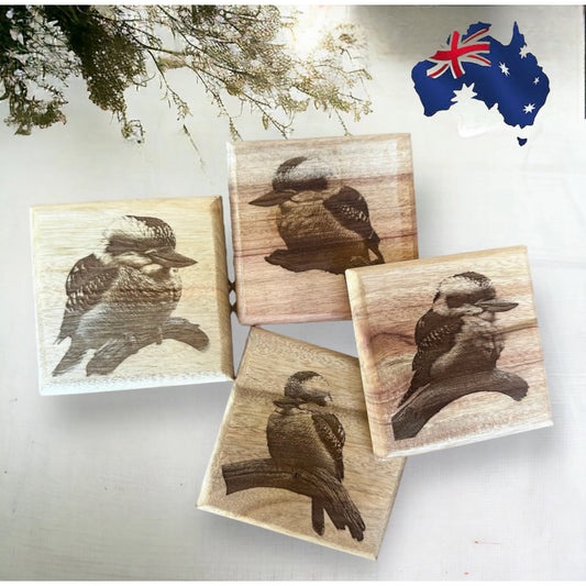 Kookaburras Engraved Coaster Set