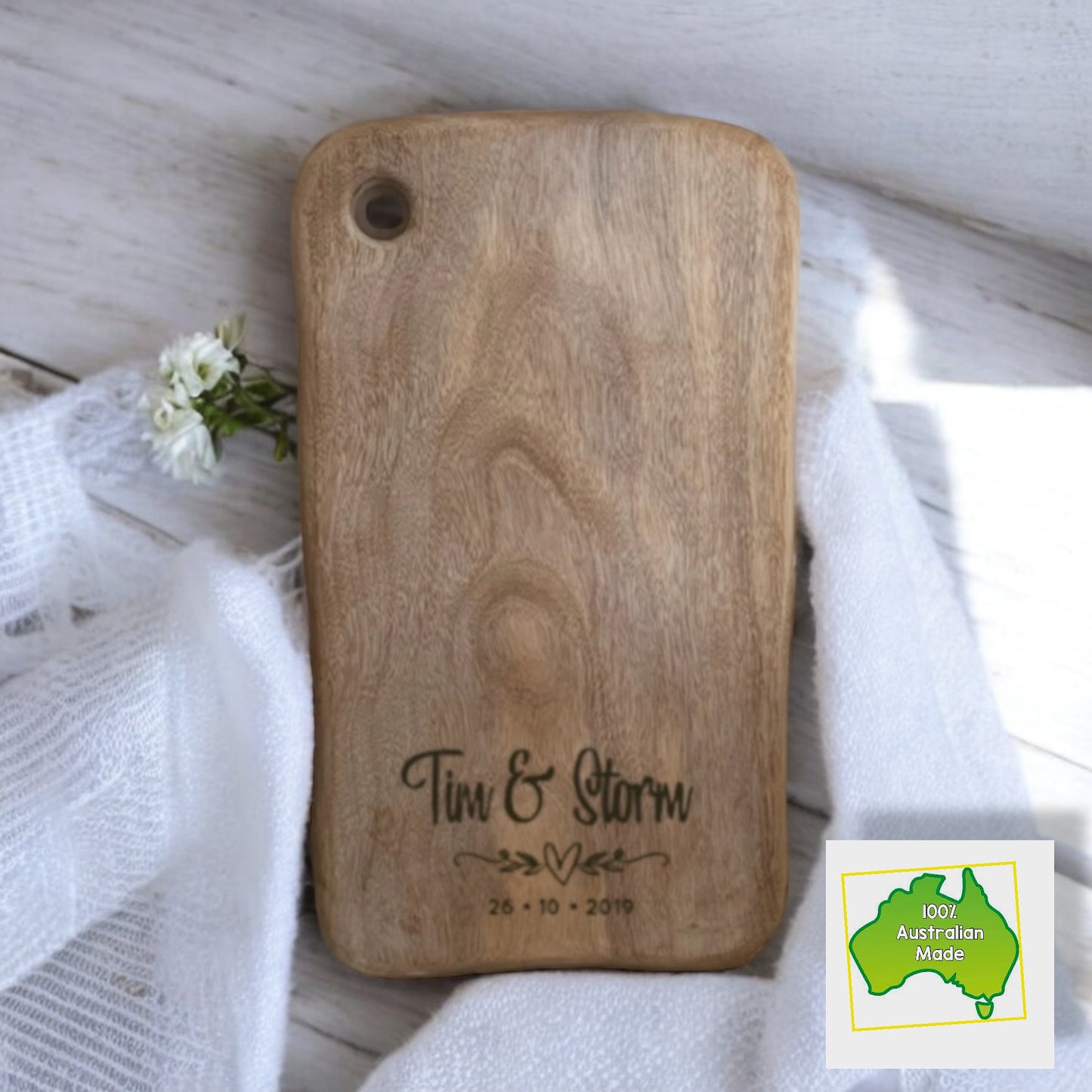 Personalised Camphor Laurel Medium Shaped Board