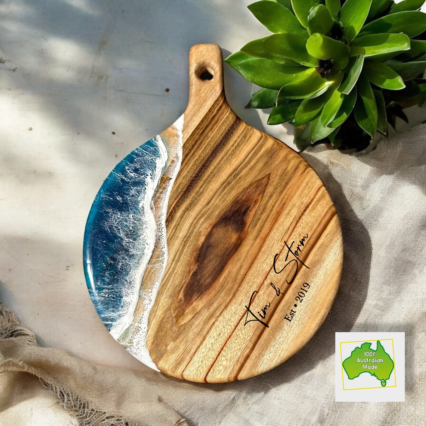 Blue Ocean Resin personalised round board