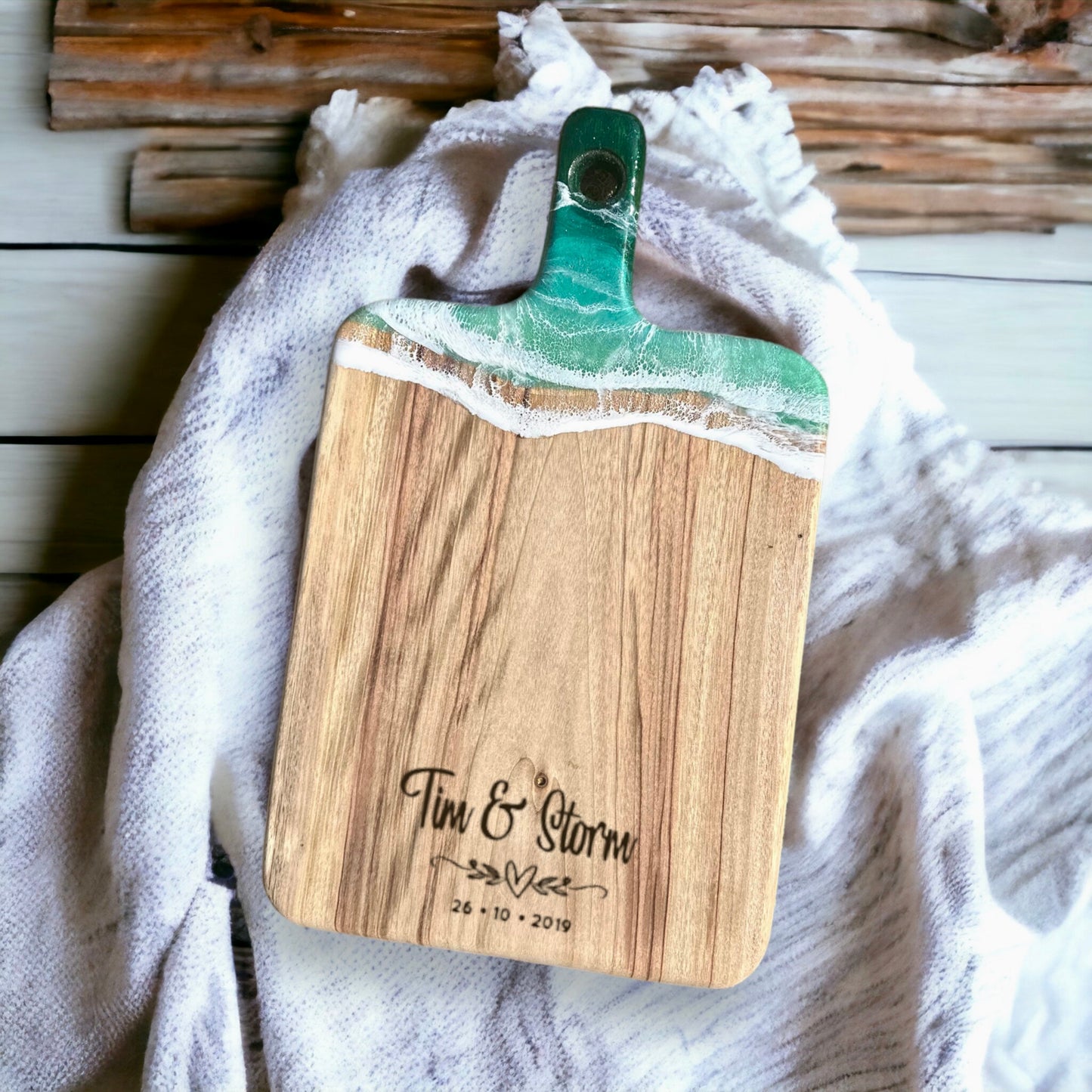 Green Ocean Resin Cheese Board